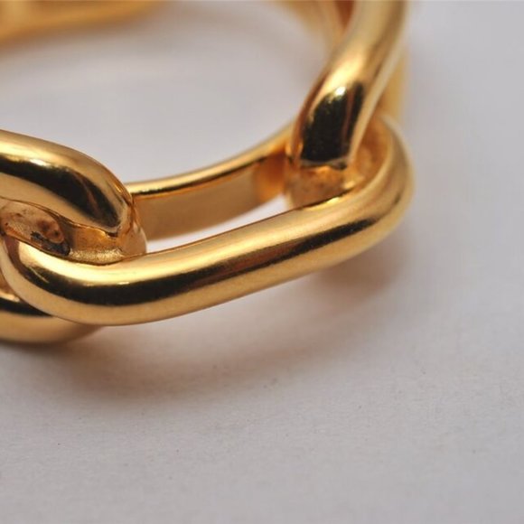 Authentic HERMES Scarf Ring Chaine d'Ancre Chain Design Gold Tone 5 - Picture 4 of 16